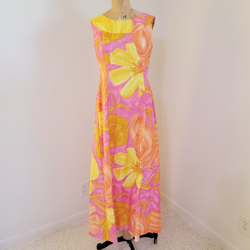 Vintage 1960's Tori Richard Hawaiian Maxi Dress
